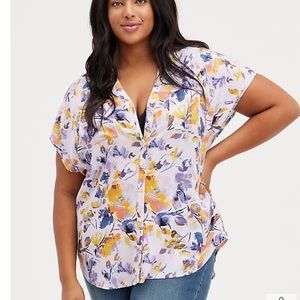 TORRID DOLMAN BLOUSE TEXTURED STRETCH RAYON FLORAL PURPLE NWT